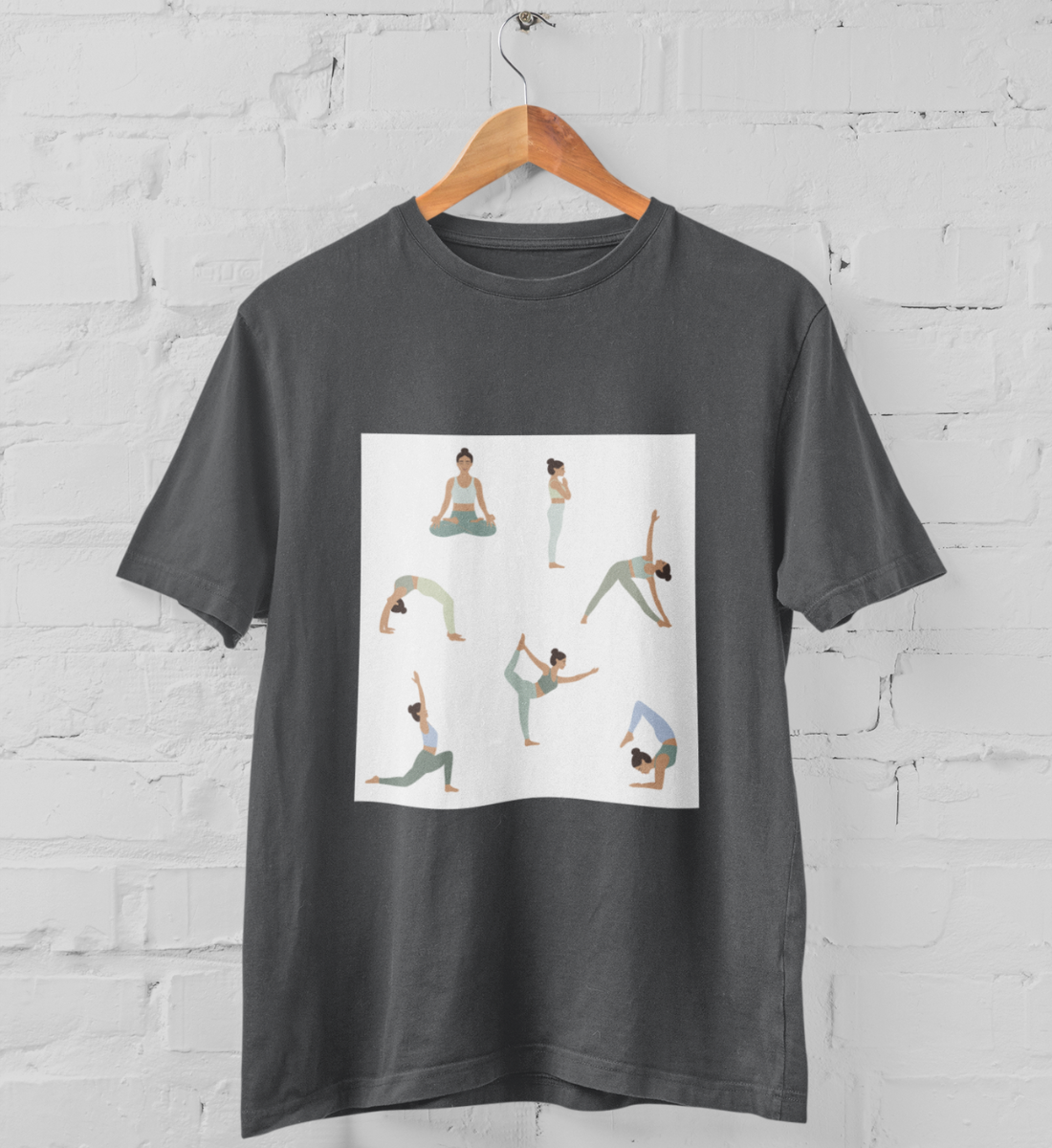 asanas l bio t-shirt anthrazit l ausgefallene yoga kleidung l umweltfreundliche produkte l bewusst leben mit veganer mode