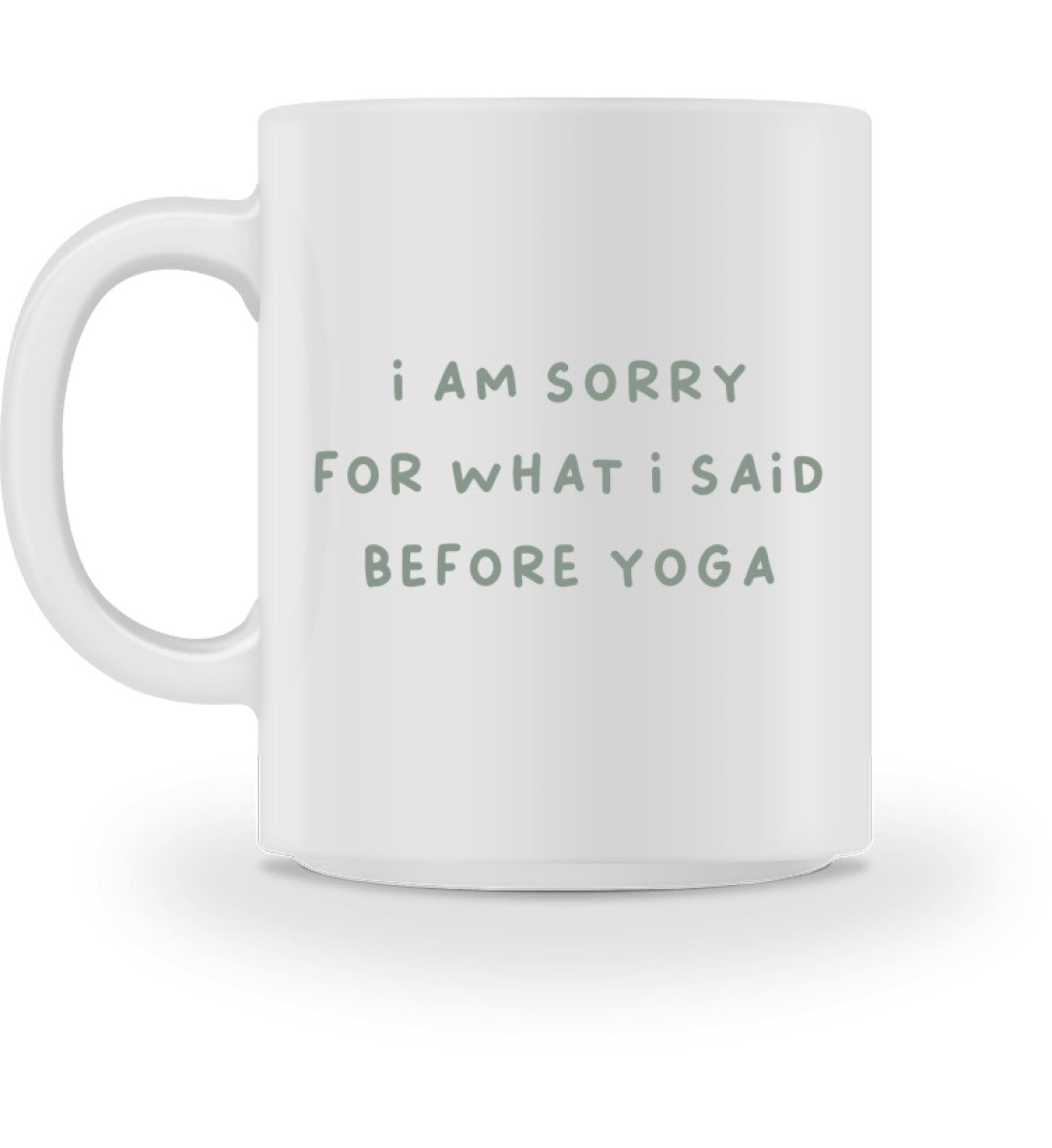 sorry l tasse weiß l yoga tasse l yoga accessoires l nachhaltige geschenkidee l geschenke für yogaliebhaber