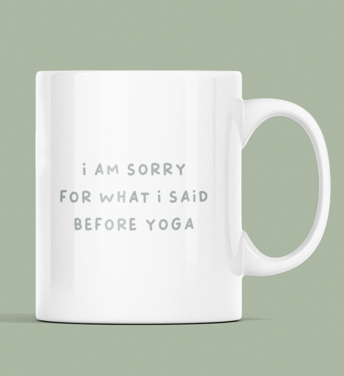 sorry l tasse weiß l yoga tasse l yoga accessoires l nachhaltige geschenkidee l geschenke für yogaliebhaber 