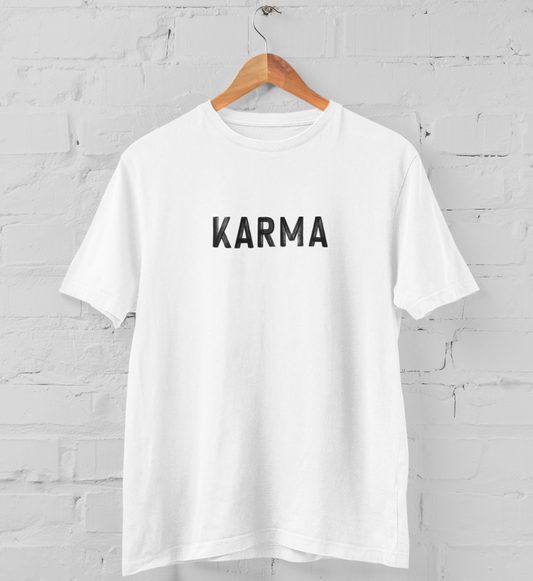karma l t-shirt bio-baumwolle weiß l schöne yoga kleidung l nachhaltige produktion aus naturtextilien l vegane mode