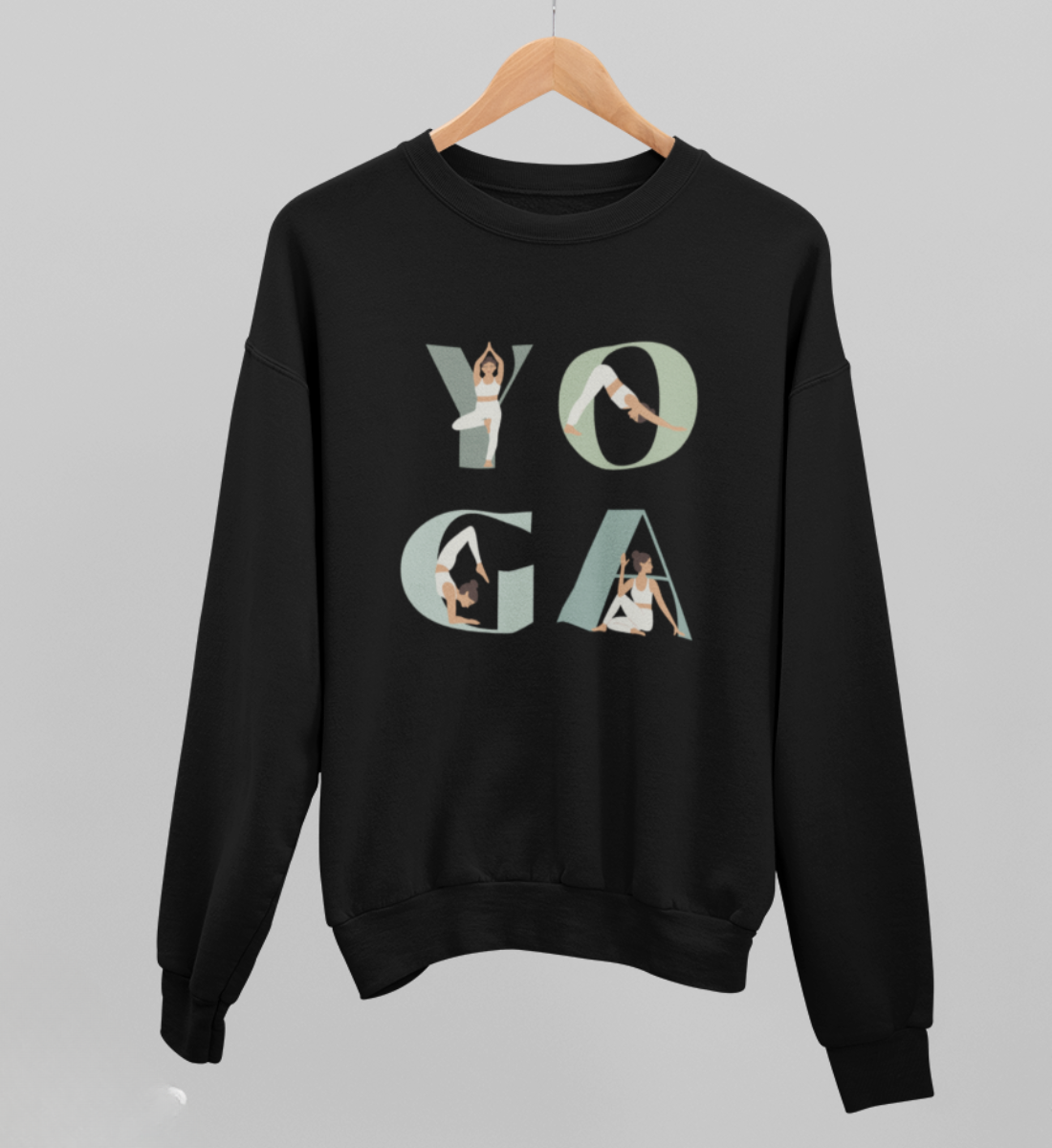 yoga girl l yoga sweatshirt schwarz l pullover bio-baumwolle l schöne yoga kleidung l nachhaltig und fair l yoga mode online shoppen