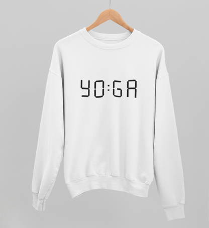 zeit für yoga l yoga sweatshirt weiß l pullover bio-baumwolle l nachhaltige yoga kleidung l natürliche und ökologische materialien aus nachhaltiger produktion l yoga mode online shoppen