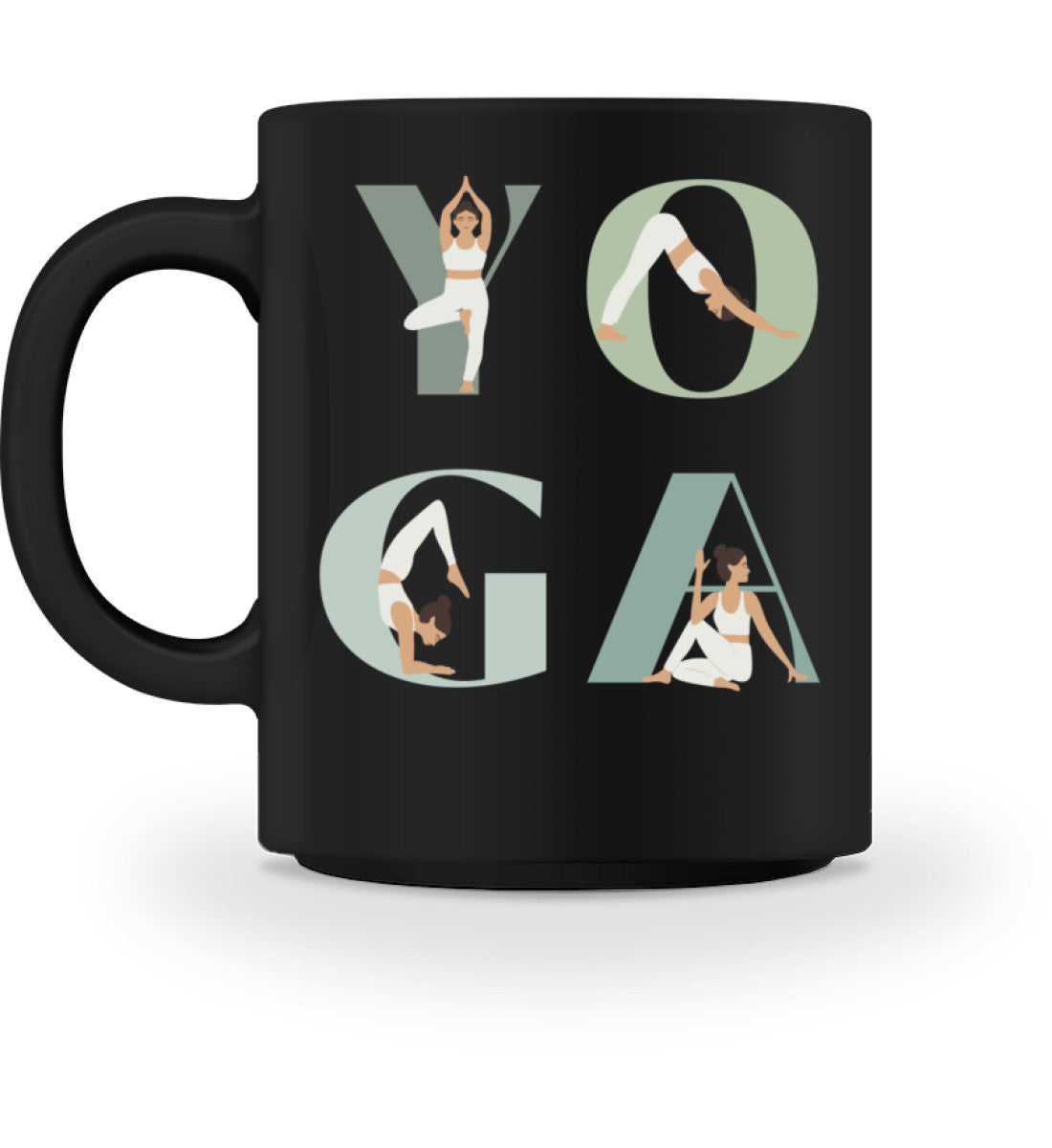 yoga girl l yoga tasse schwarz l tasse l schöne geschenkideen l ökologische yoga geschenke online shoppen
