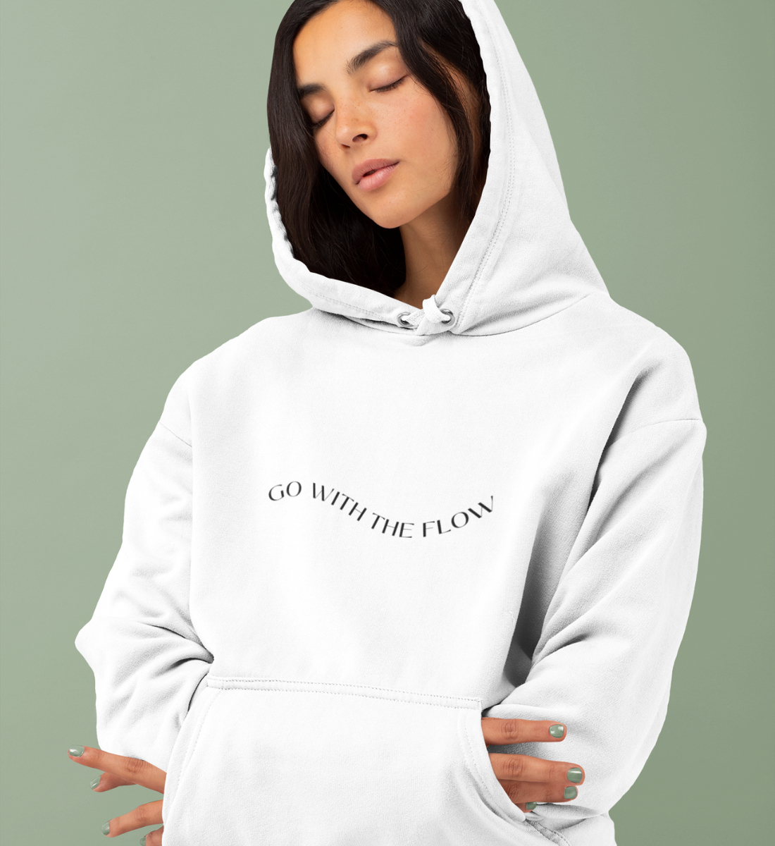 go with the flow l yoga pullover weiß l hoodie bio-baumwolle l yoga outfit damen l umweltfreundliche mode aus natürlichen materialien