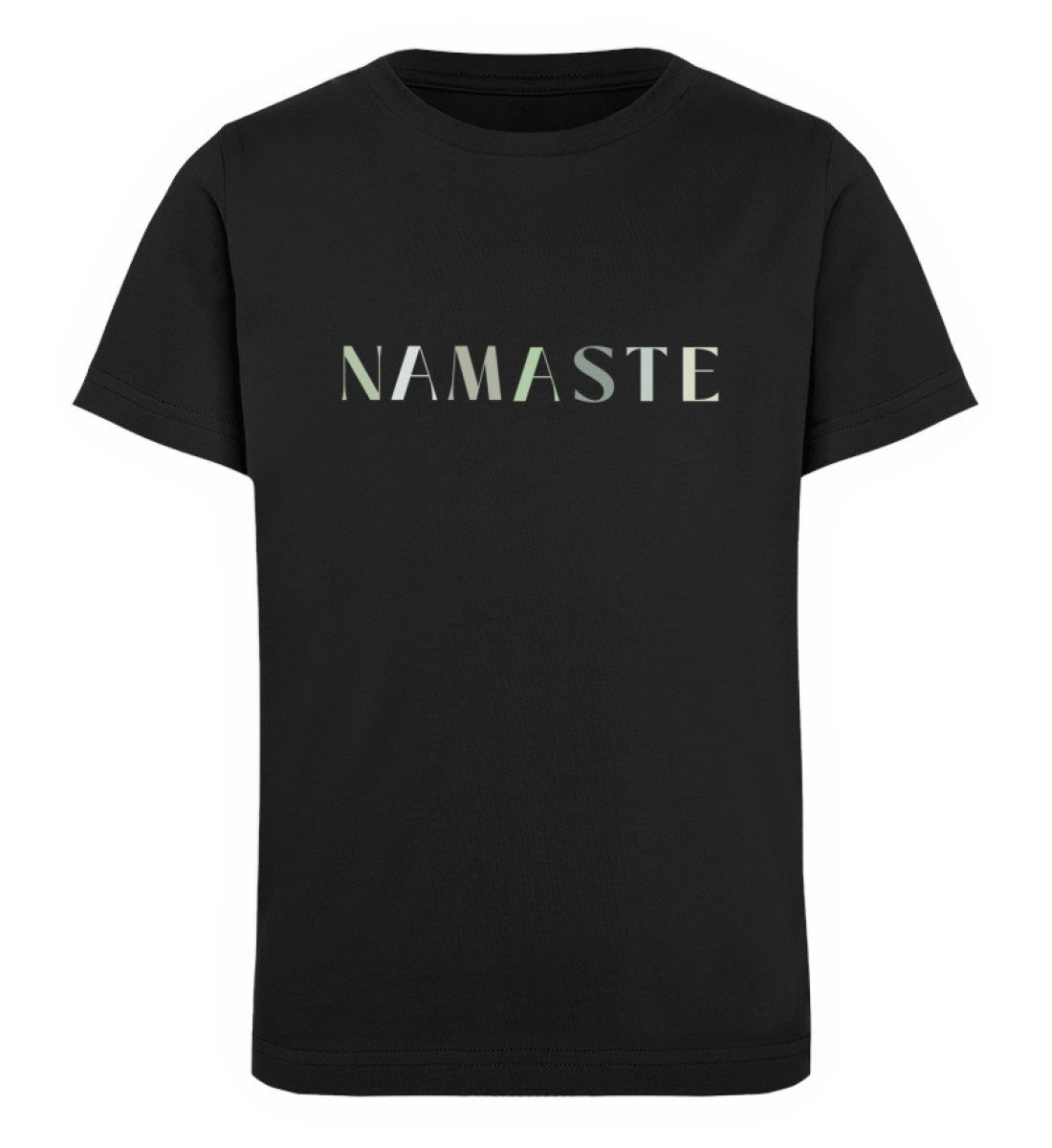 namaste l yoga t-shirt kinder schwarz l t-shirt bio-baumwolle l bio yoga Kleidung l umweltfreundlich leben mit ökologischer mode