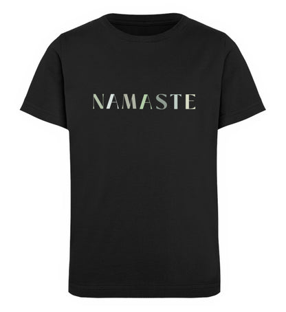 namaste l yoga t-shirt kinder schwarz l t-shirt bio-baumwolle l bio yoga Kleidung l umweltfreundlich leben mit ökologischer mode